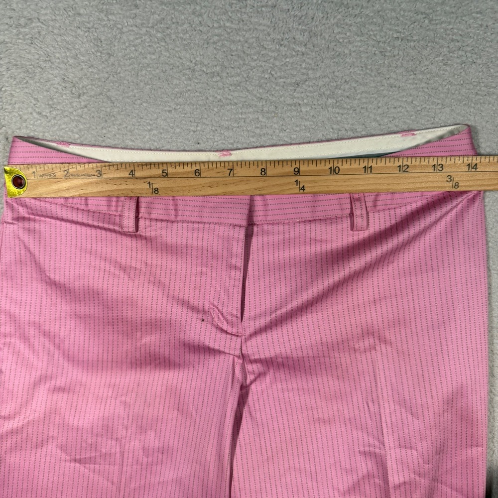 Vintage Y2K Express Editor Pants Womens 0 Pink Pinstripe Low Rise Flare Career - Picture 5 of 8